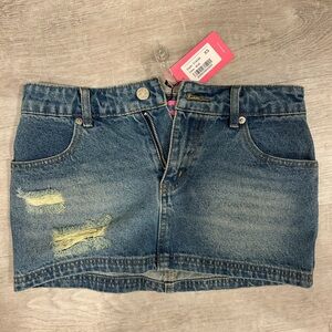 Edikted Blue Denim Mini Skirt